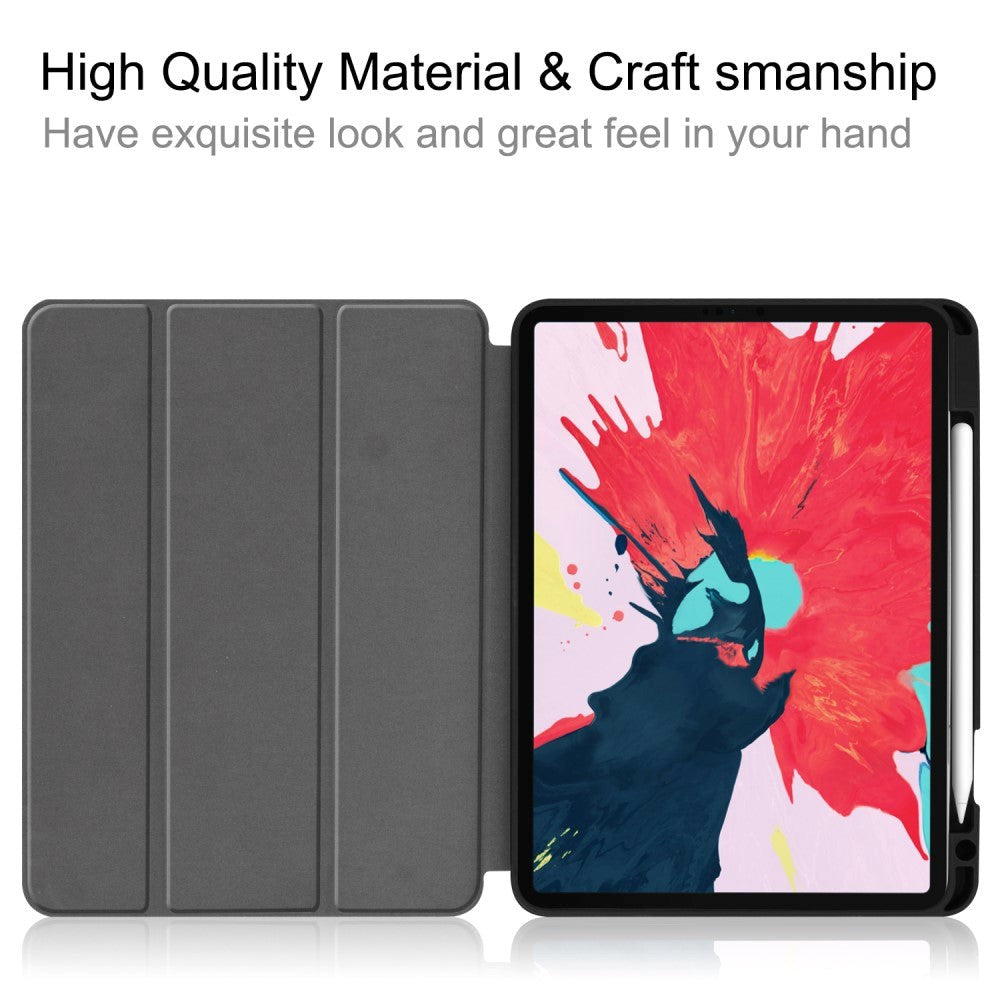 iPad Air 11-10.9" (2026-2020) / Pro 11" (2022-2018) Tri-fold Skinn Deksel m. Stativ & Wake-Up - Svart