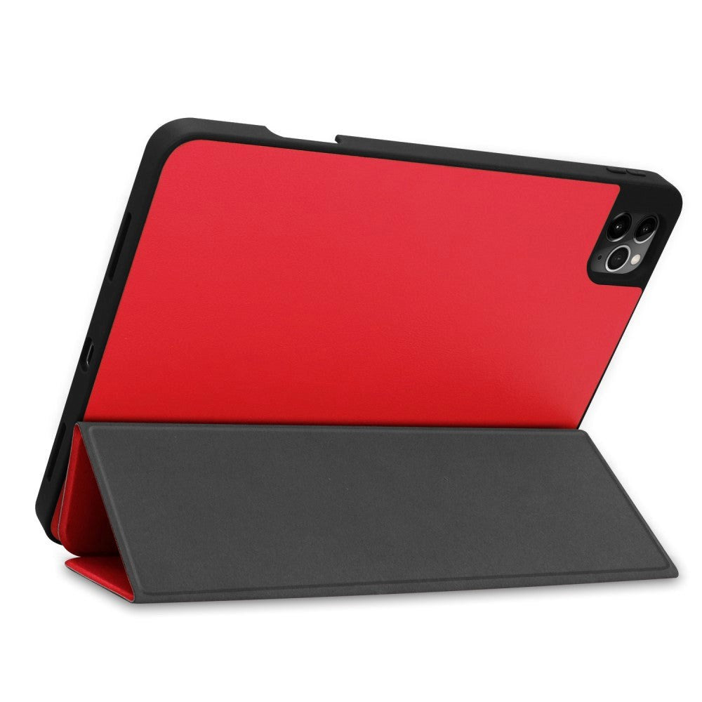 iPad Pro 11" (2022/2021/2020/2018) / iPad Air (2022/2020) Tri-fold Skinn Deksel m. Stativ & Wake-Up - Rød