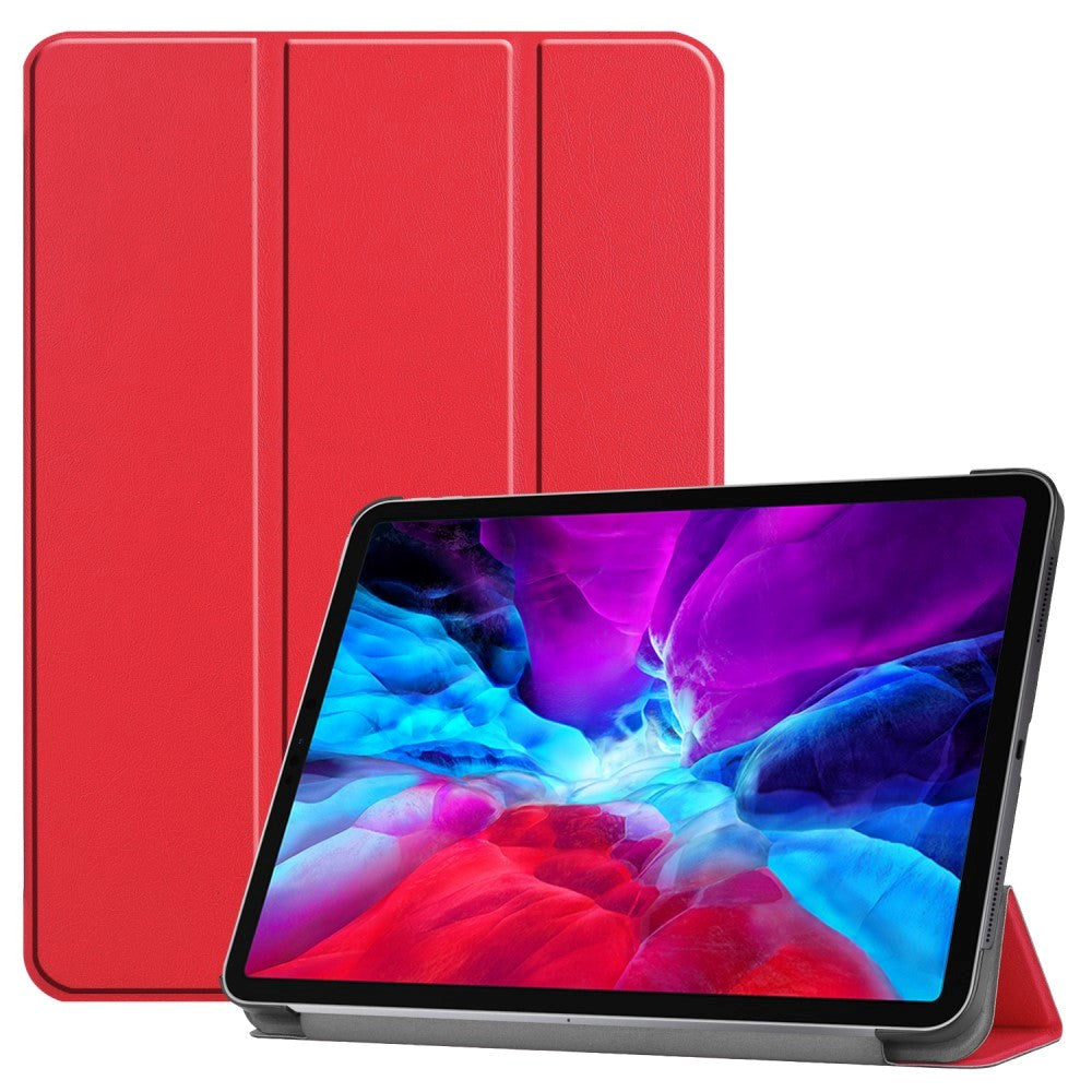 iPad Pro 12.9" (2022-2018) / Air 13" (2026-2024) Skinn Deksel m. Wake-Up & Stativ - Rød