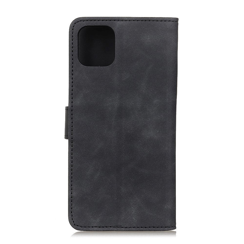 iPhone 12 Pro Max KHAZNEH Retro PU Skinndeksel m. Lommebok - Sort