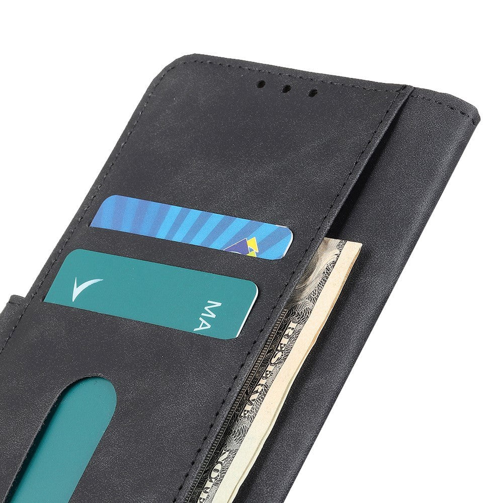 iPhone 12 Pro Max KHAZNEH Retro PU Skinndeksel m. Lommebok - Sort