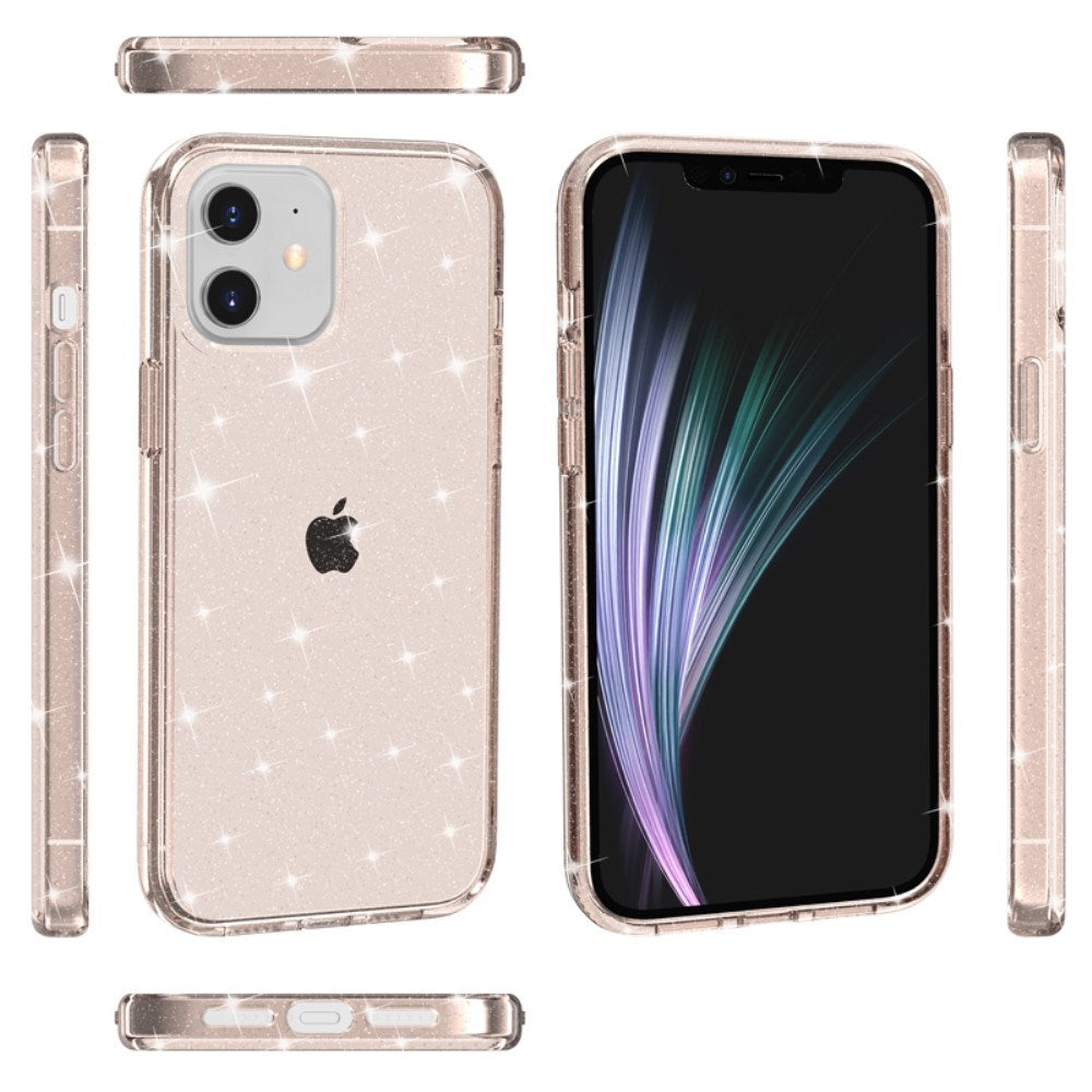 iPhone 12 Mini Deksel med Glimmer - Gjennomsiktig / Gull