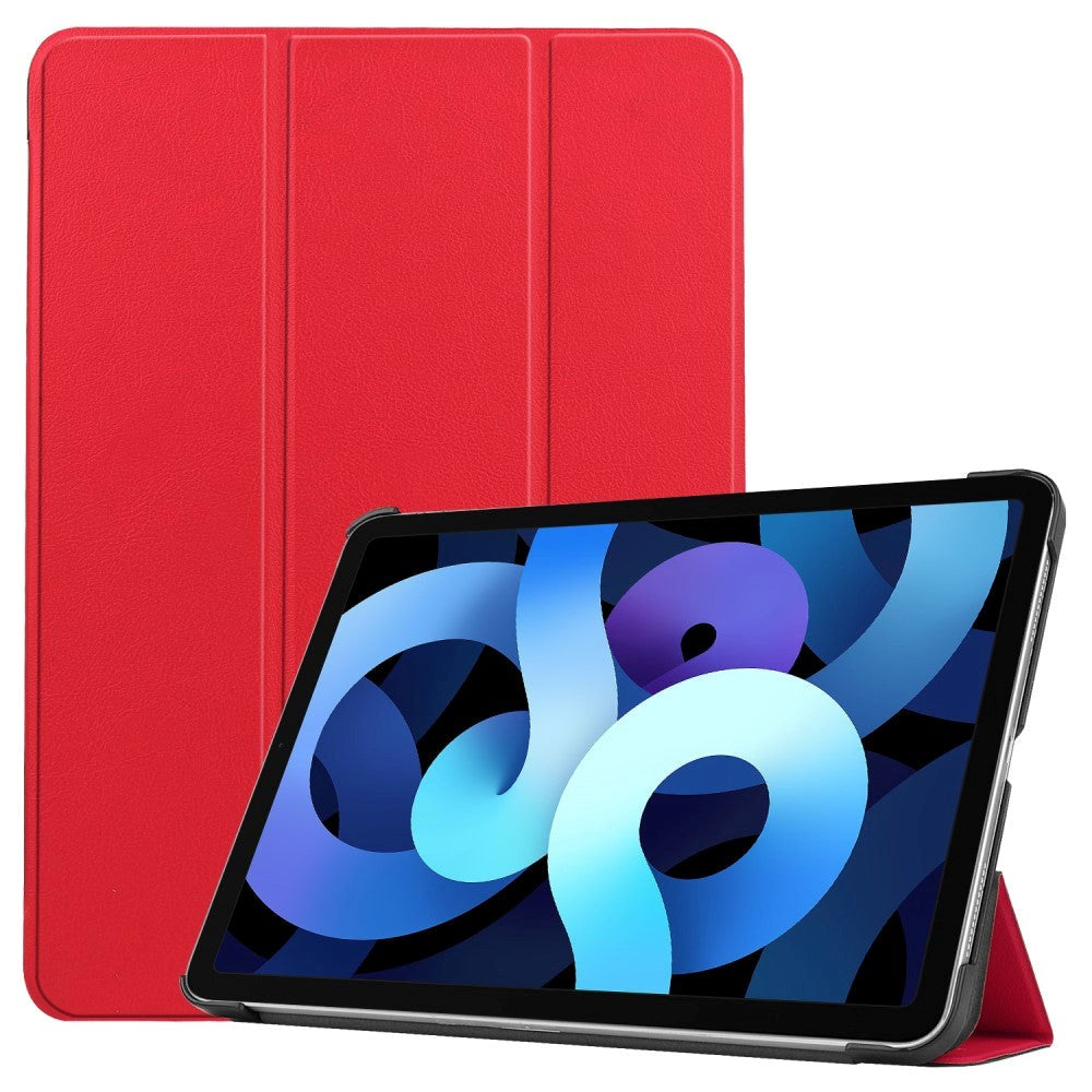 EIDERWOOD iPad Air 11-10.9" (2026-2020) Tri-fold Skinn Flip Deksel med Stylus Pen Holder - Rød