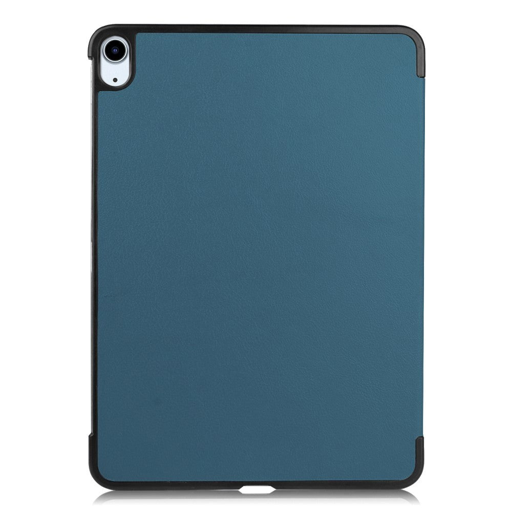 EIDERWOOD iPad Air 11-10.9" (2026-2020) Tri-fold Skinn Flip Deksel med Stylus Pen Holder - Blå/Grøn