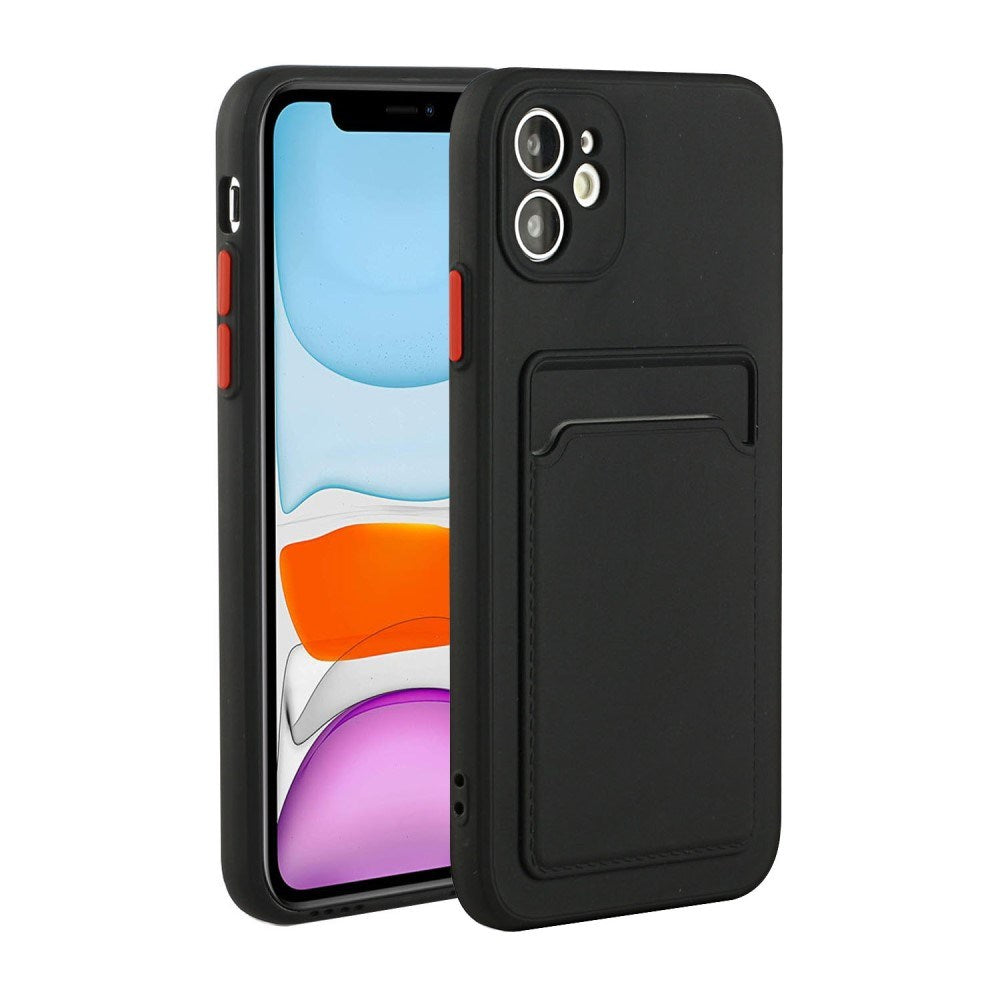 EIDERWOOD iPhone 12 Mini Fleksibelt Plast Deksel m. Kortholder - Svart