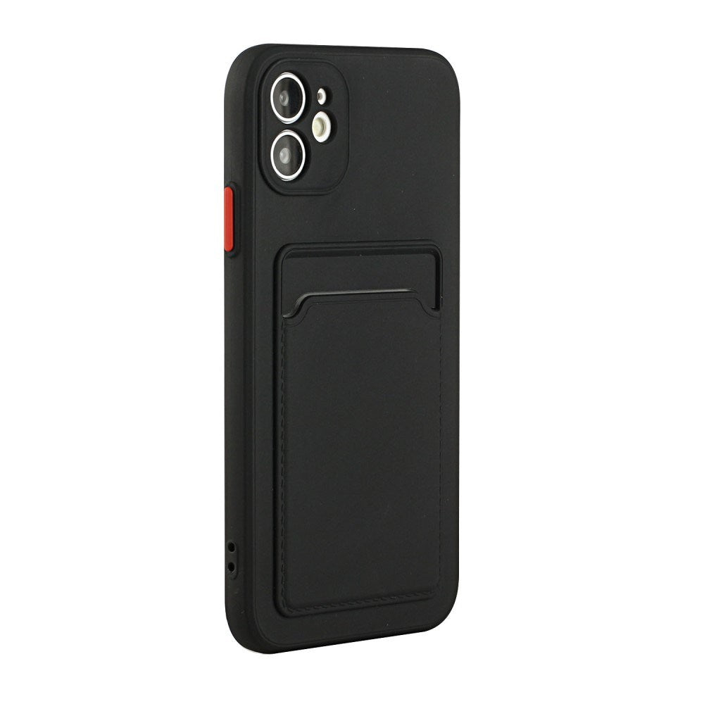 EIDERWOOD iPhone 12 Mini Fleksibelt Plast Deksel m. Kortholder - Svart