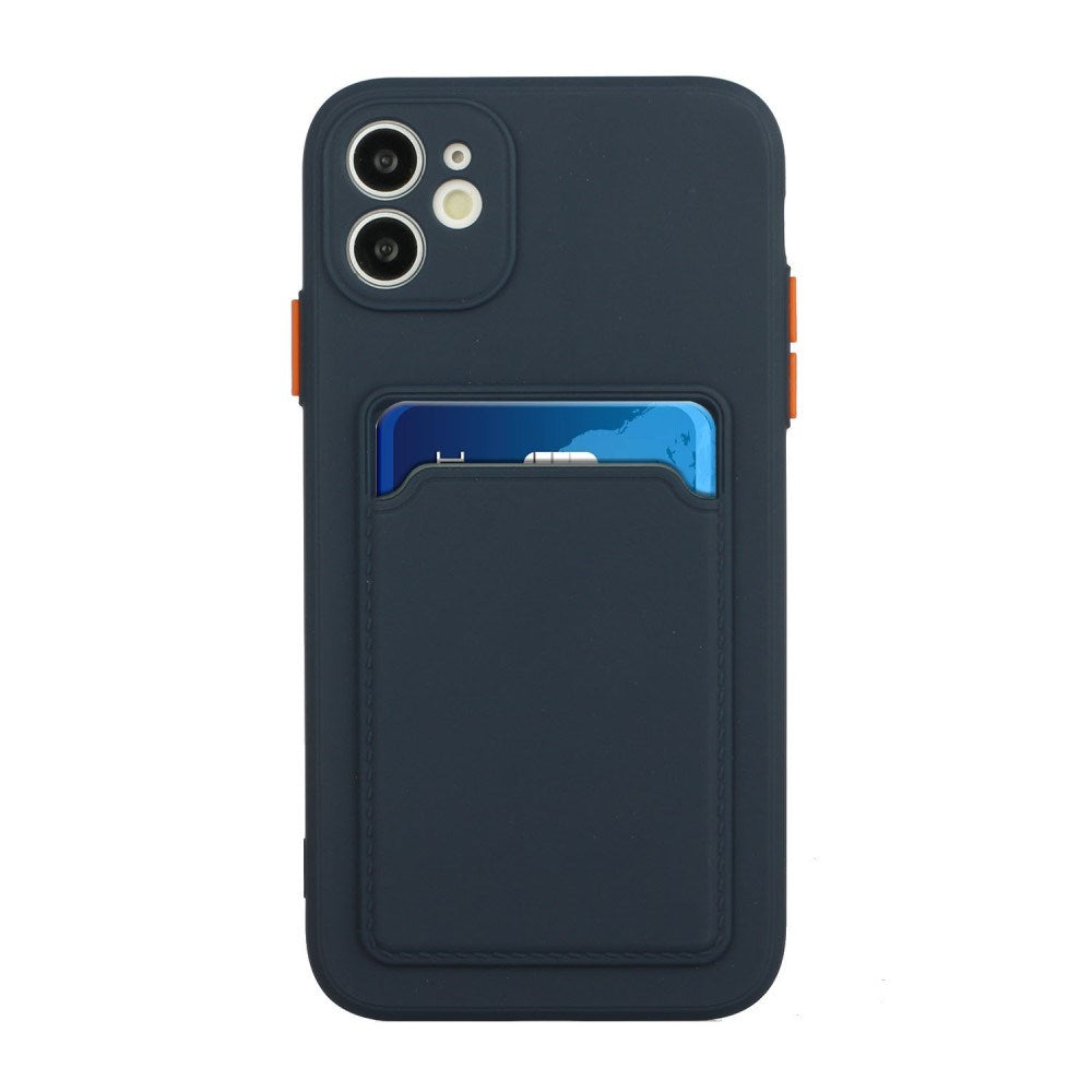 EIDERWOOD iPhone 12 Mini Fleksibelt Plast Deksel m. Kortholder - Mørk Blå