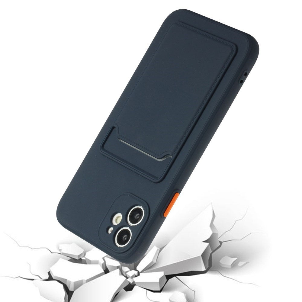 EIDERWOOD iPhone 12 Mini Fleksibelt Plast Deksel m. Kortholder - Mørk Blå