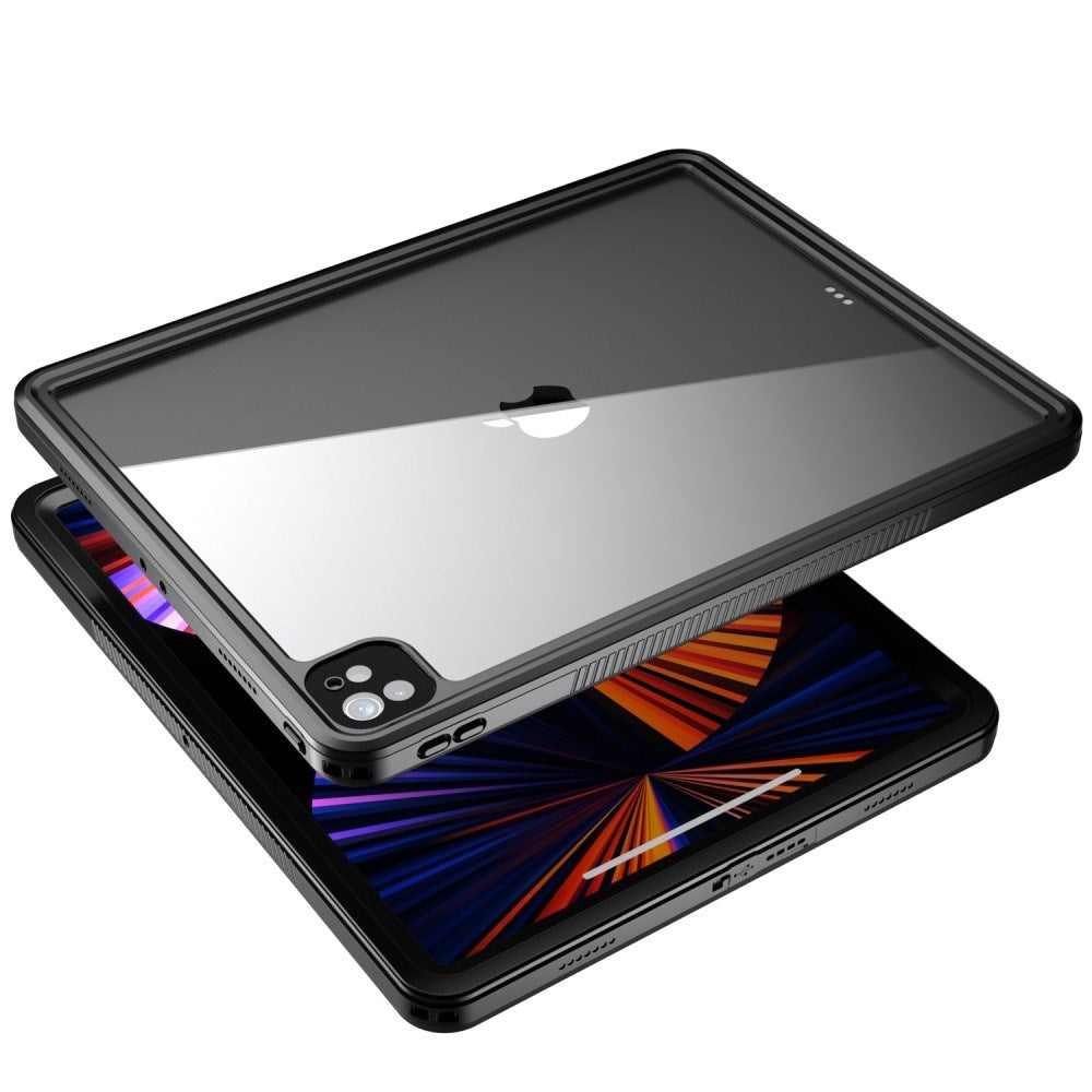 iPad Pro 12.9" (2022 / 2021 / 2020 / 2018) Vanntett Deksel med Innebygd Skjermbeskytter - Gjennomsiktig / Svart