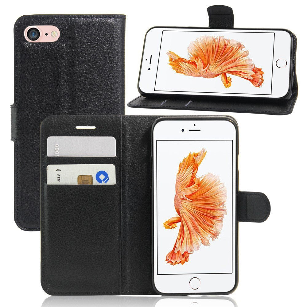 iPhone SE (2022/2020)/8/7 PU skinn Flipdeksel m. Kortholder - Svart