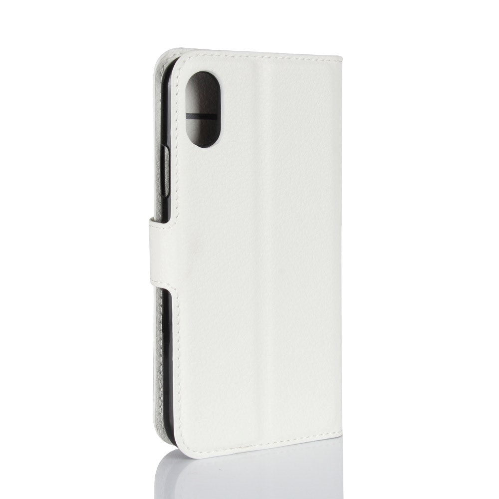 iPhone X/XS Litchi Flip Deksel m. Kortholder - Hvit