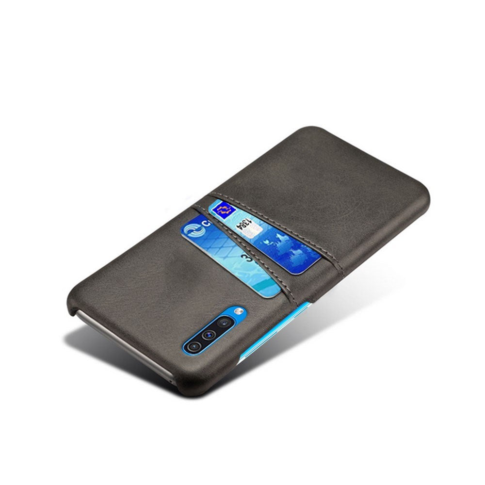 EIDERWOOD Samsung Galaxy A30s / A50 Kunstskinnbelagt Plast Deksel med Kortholder - Svart