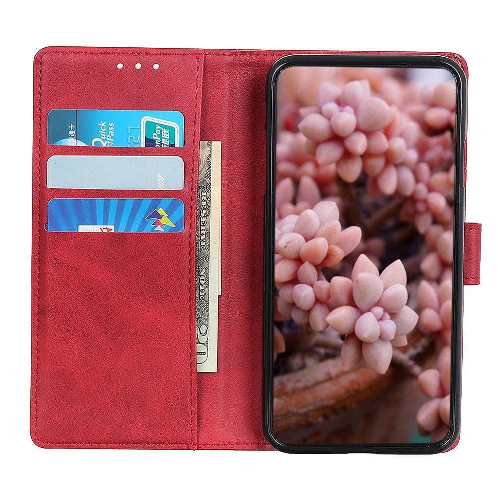 EIDERWOOD Samsung Galaxy A30s / A50 Kunstskinn Flip Deksel m. Kortholder & Ståfunksjon - Rød