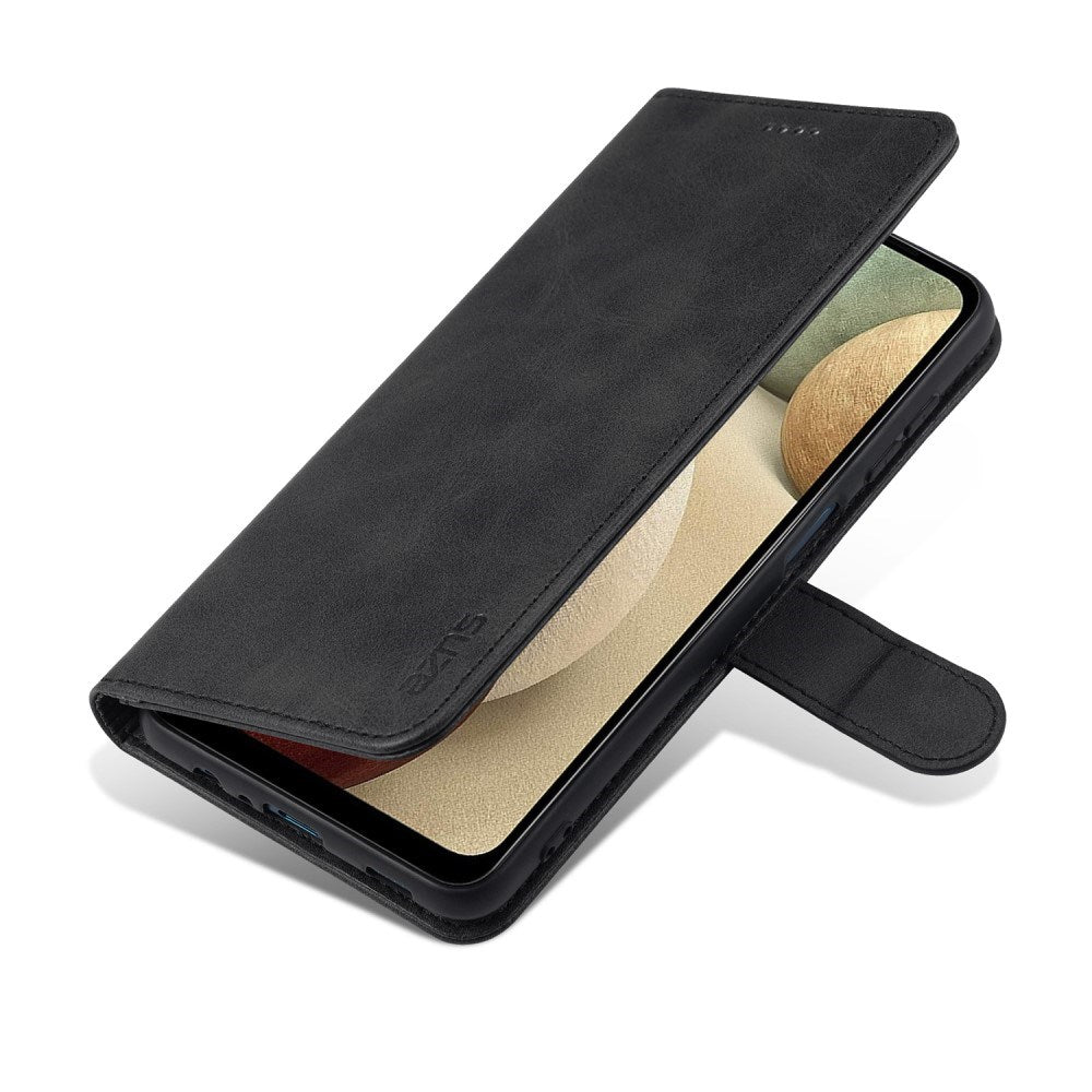EIDERWOOD Samsung Galaxy A12 Kunstskinn Flip Deksel m. Kortholder & Ståfunksjon - Svart