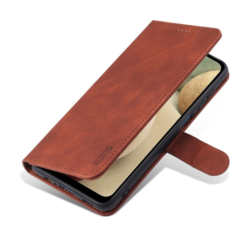 EIDERWOOD Samsung Galaxy A12 Kunstskinn Flip Deksel m. Kortholder & Ståfunksjon - Brun