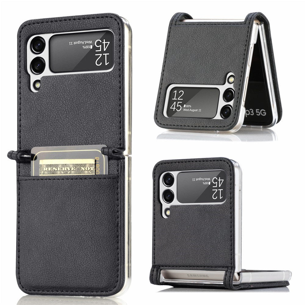 EIDERWOOD Samsung Galaxy Z Flip3 (5G) Kunstskinn Deksel - Kortholder - Svart