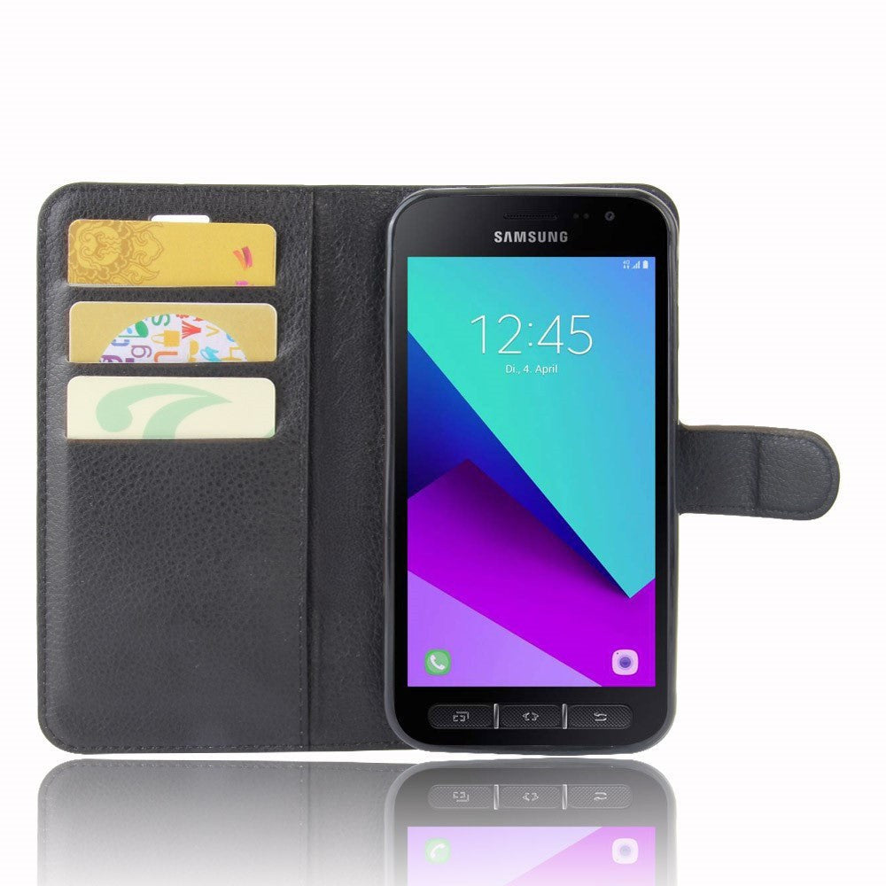 Samsung Galaxy Xcover 4 / 4s Soft Pouch Skinn Etui med Lommebok Svart