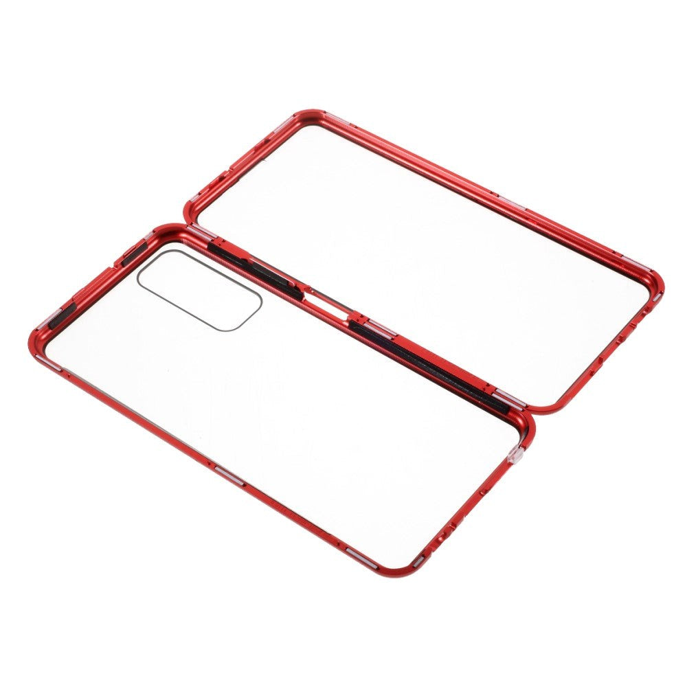 Huawei P Smart 2021 Magnetisk Deksel m. Glas Forside & Bakside- Rød