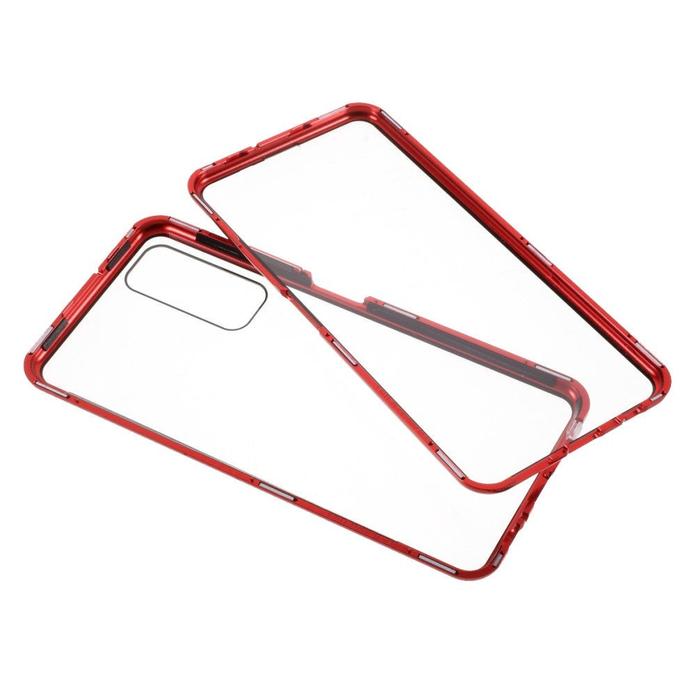Huawei P Smart 2021 Magnetisk Deksel m. Glas Forside & Bakside- Rød
