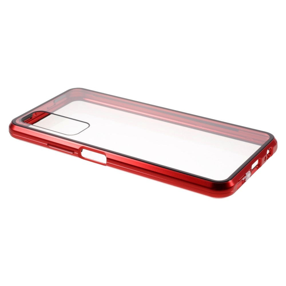 Huawei P Smart 2021 Magnetisk Deksel m. Glas Forside & Bakside- Rød