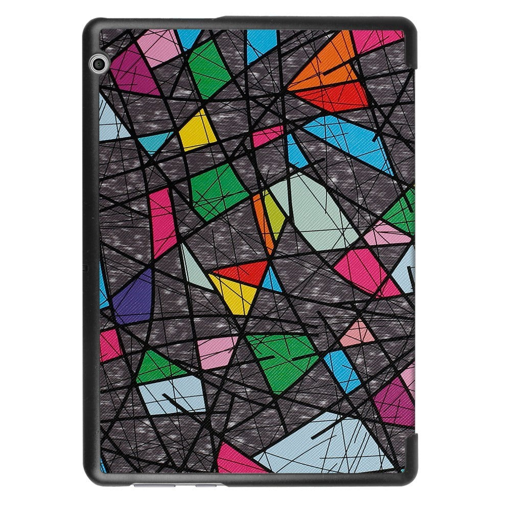 Huawei MediaPad T3 10 9.6" Deksel - Tri-Fold Skinndeksel "Crazy Patterns" Grå