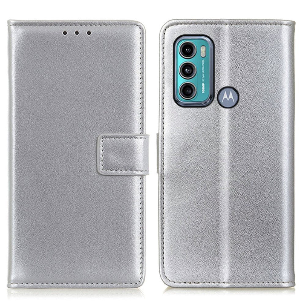Motorola Moto G60 Skinn Deksel m. Lommebok - Sølv