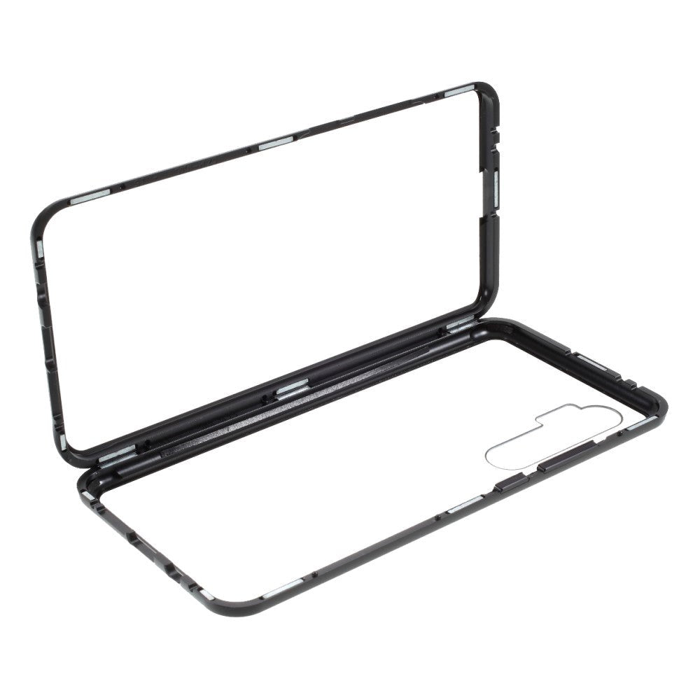 Xiaomi Mi Note 10 Lite 360° Magnetisk Metall Deksel m. Glass Bakside& Forside - Sort