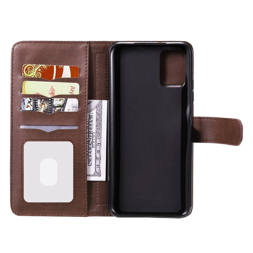 Xiaomi Poco M3 Kunstskinn Flip Deksel m. Ytterligere Lommebok - Brun