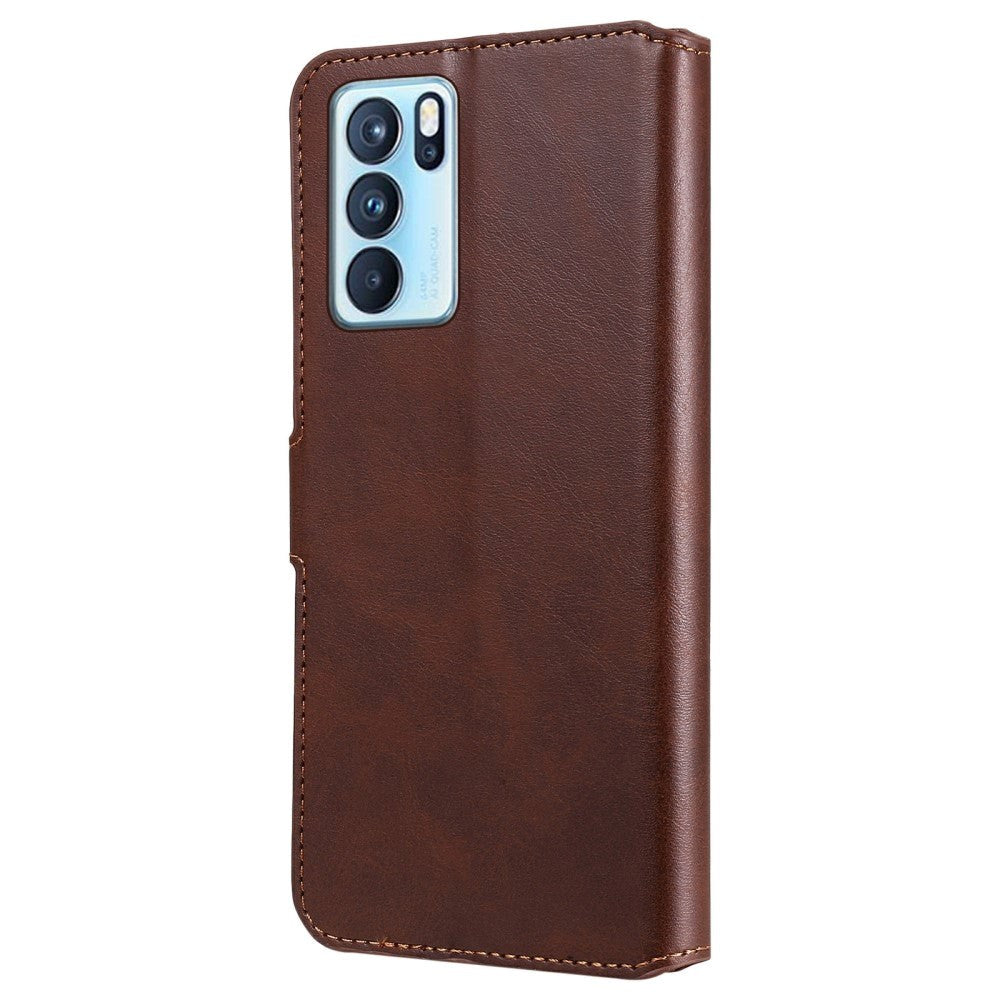 OPPO Reno6 Pro Flip Deksel i Kunstskinn med Lommebok og Magnetisk Lukking - Brun
