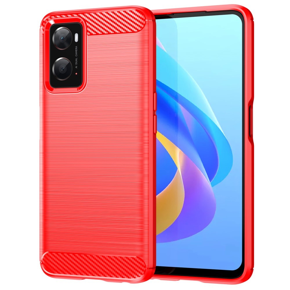OPPO A76 / Realme 9i Brushed Carbon Deksel - Rød