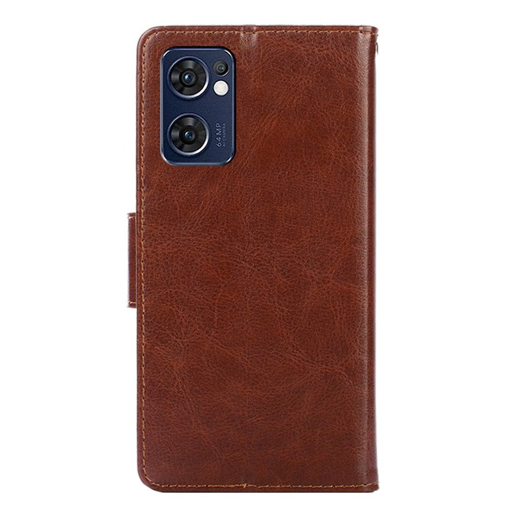 OPPO Find X5 Lite Flip Deksel i Kunstskinn med Lommebok og Magnetisk Lukking - Brun