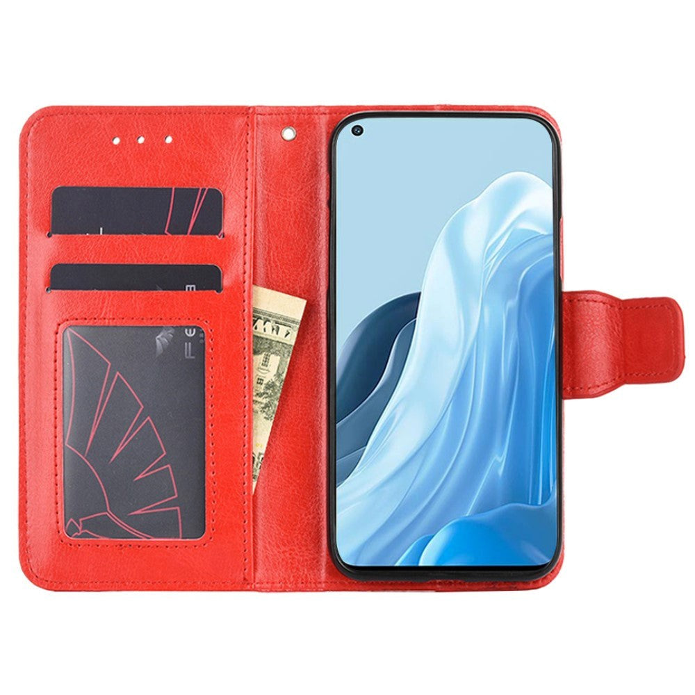 OPPO Find X5 Lite Flip Deksel i Kunstskinn med Lommebok og Magnetisk Lukking - Rød