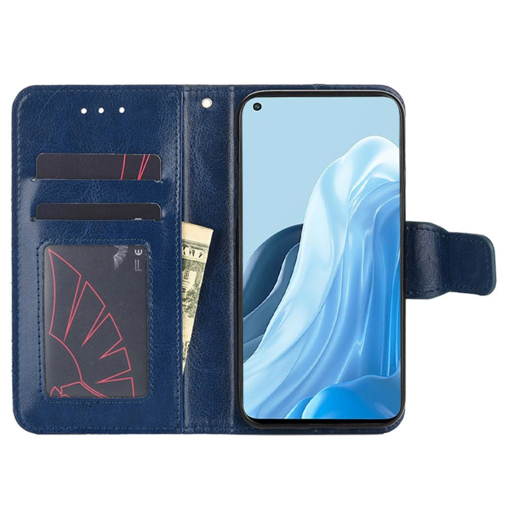 OPPO Find X5 Lite Flip Deksel i Kunstskinn med Lommebok og Magnetisk Lukking - Blå
