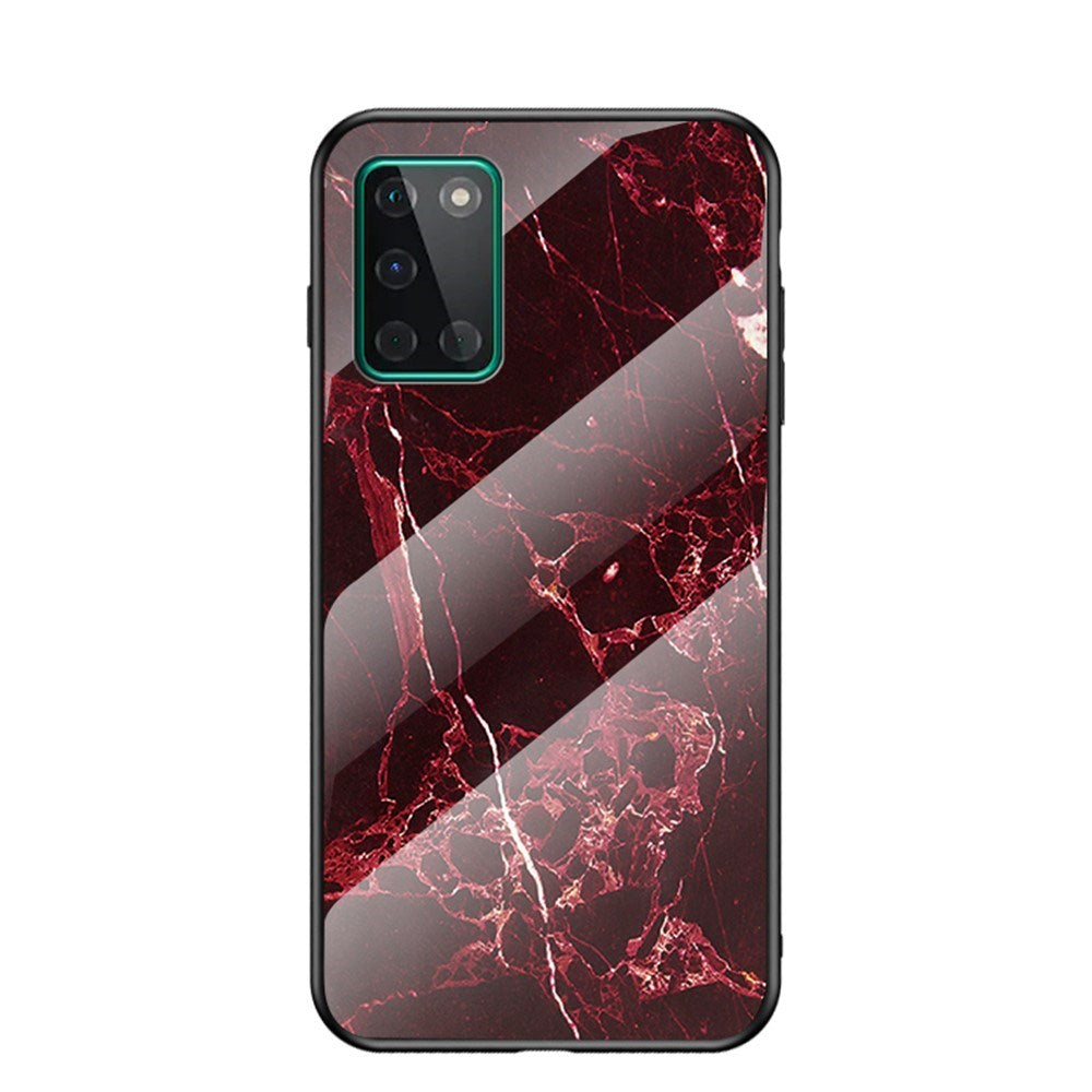 EIDERWOOD OnePlus 8T Hybrid Marmor Deksel med Glass Bakside - Rød
