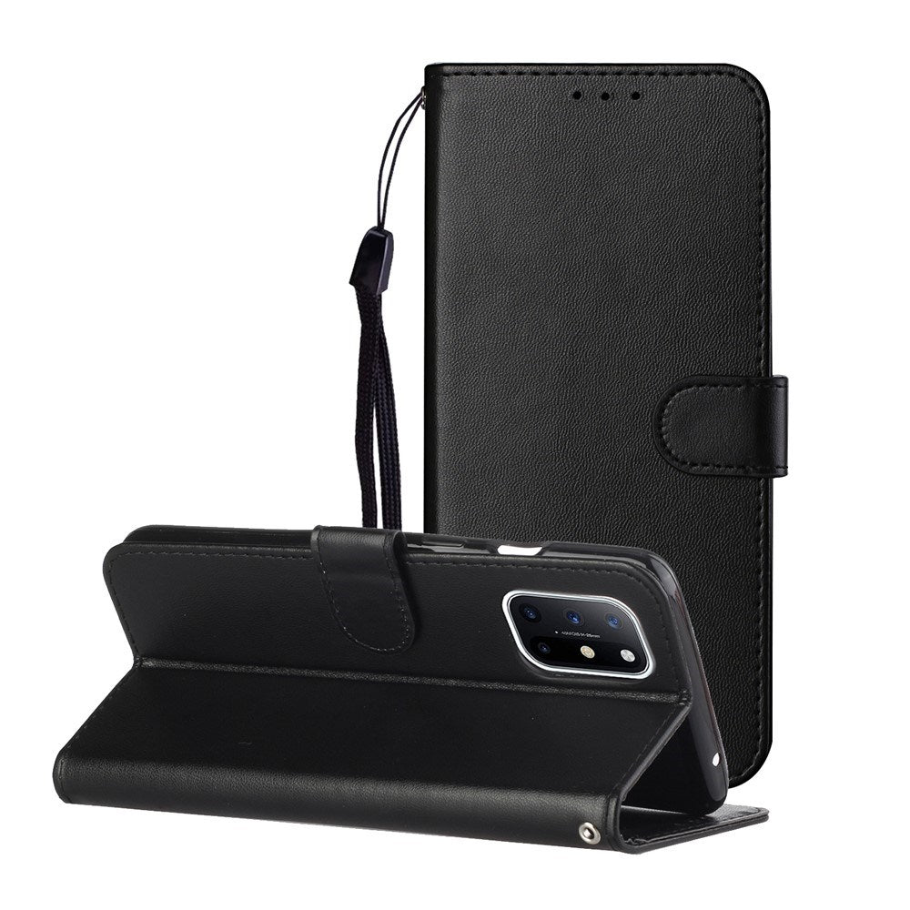 EIDERWOOD OnePlus 8T Kunstskinn Deksel med Stropp & Kortholder – Svart