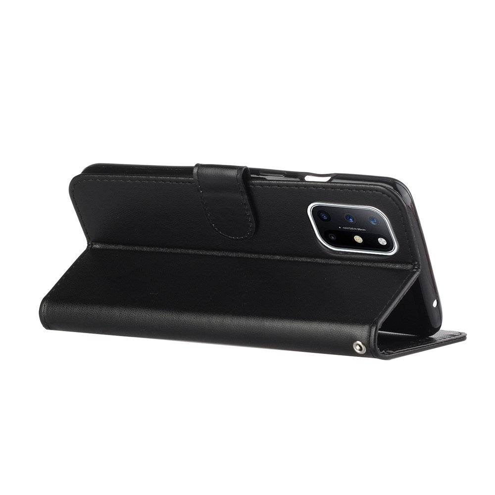 EIDERWOOD OnePlus 8T Kunstskinn Deksel med Stropp & Kortholder – Svart