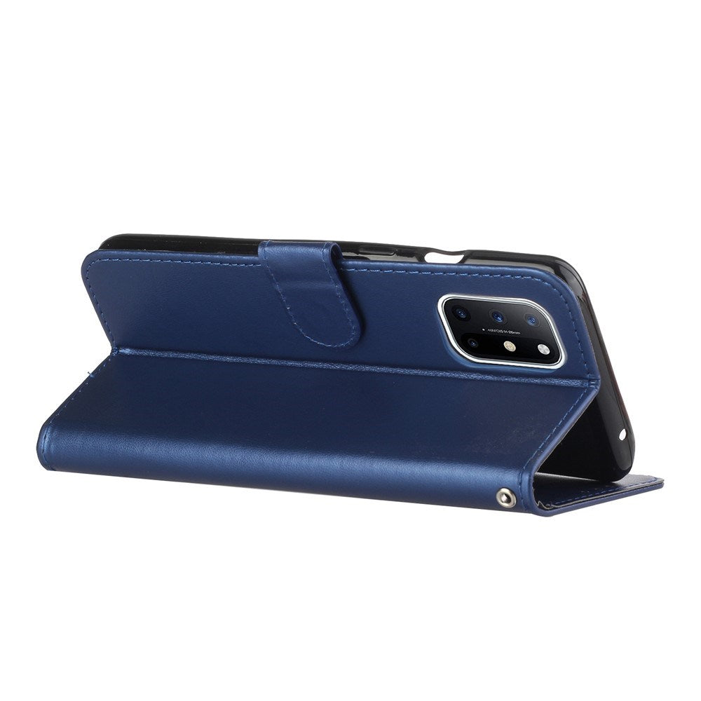 EIDERWOOD OnePlus 8T Kunstskinn Deksel med Stropp & Kortholder – Blå
