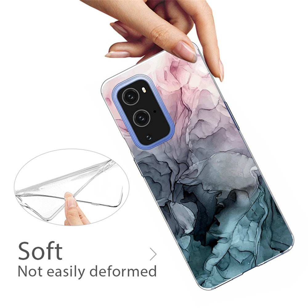 EIDERWOOD OnePlus 9 Pro Fleksibelt Plast Deksel med Marmordesign - Blå / Rosa / Svart