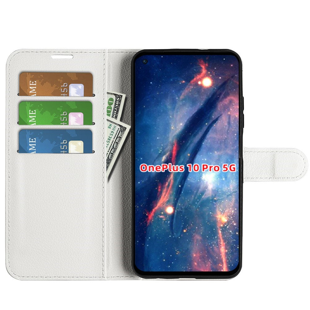 EIDERWOOD OnePlus 10 Pro Kunstskinn Flip Deksel m. Kortholder & Ståfunksjon - Hvit