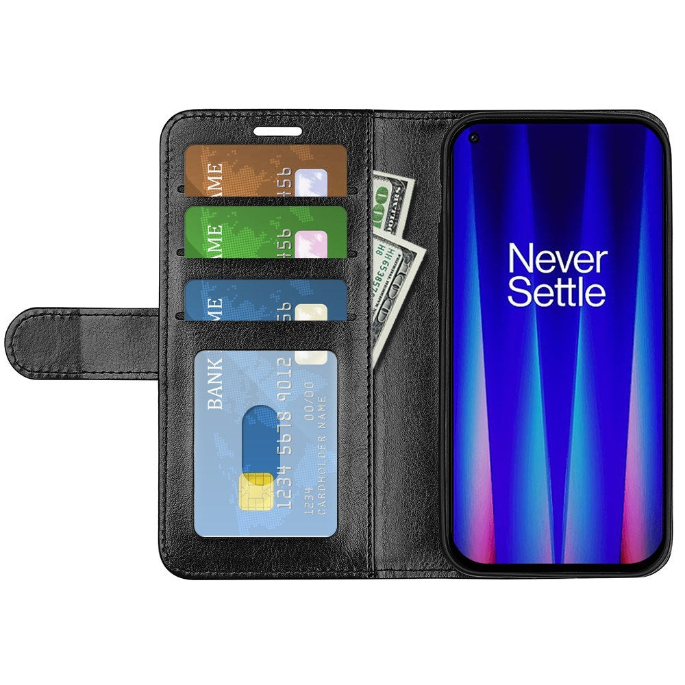 EIDERWOOD OnePlus Nord CE 2 (5G) Kunstskinn Flip Deksel m. Kortholder & Ståfunksjon - Svart