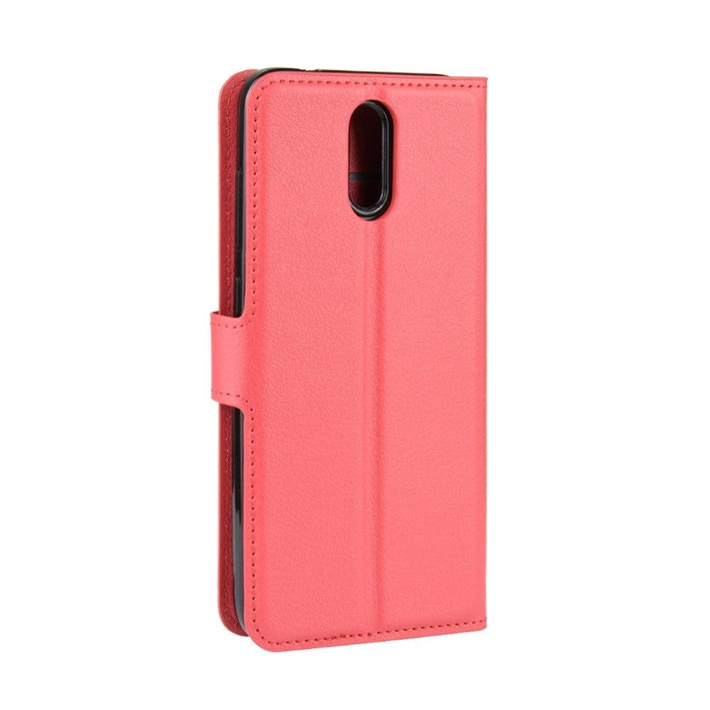 Nokia 2.3 Litchi PU Skinndeksel m. Lommebok - Rød