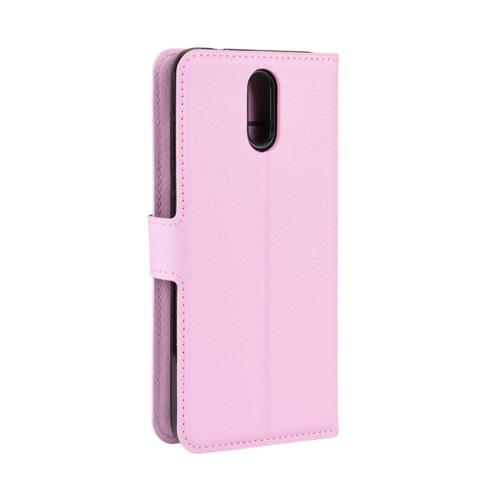 Nokia 2.3 Litchi PU Skinndeksel m. Lommebok - Lyserosa