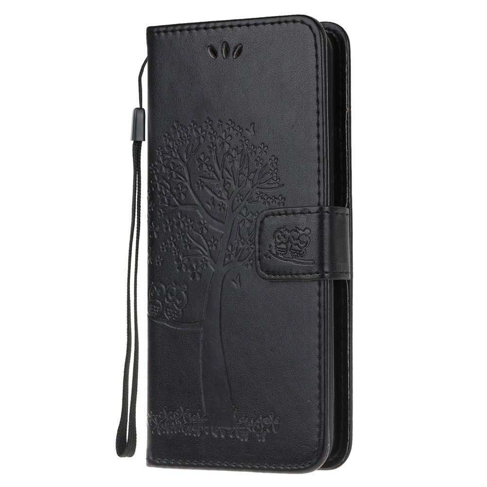 Nokia 5.3 PU Skinn Flip Deksel m. Lommebok - Ugler i Tre Sort