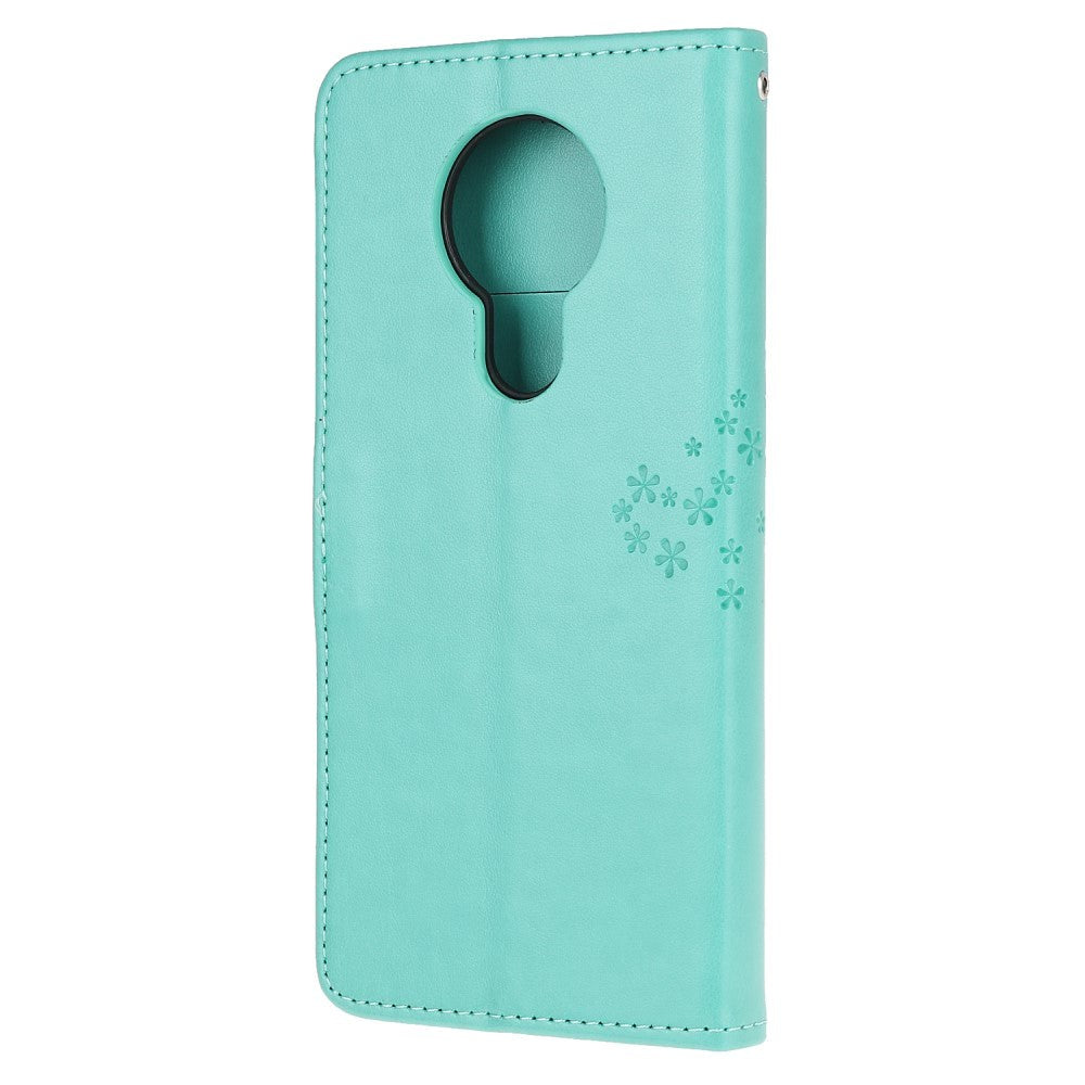 Nokia 5.3 PU Skinn Flip Deksel m. Lommebok - Ugler i Tre Grønn