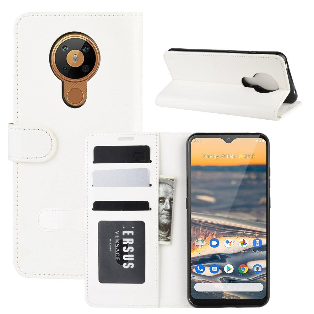 Nokia 5.3 Blankt PU Skinndeksel m. Lommebok Hvit