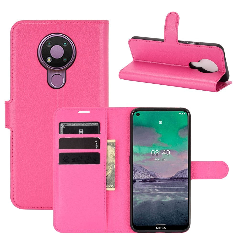 Nokia 3.4 Klassisk PU Skinndeksel m. Lommebok - Rosa