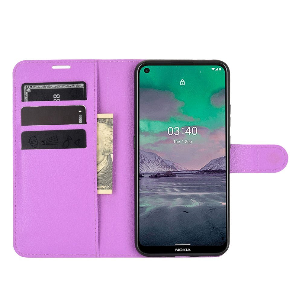 Nokia 3.4 Klassisk PU Skinndeksel m. Lommebok - Lilla
