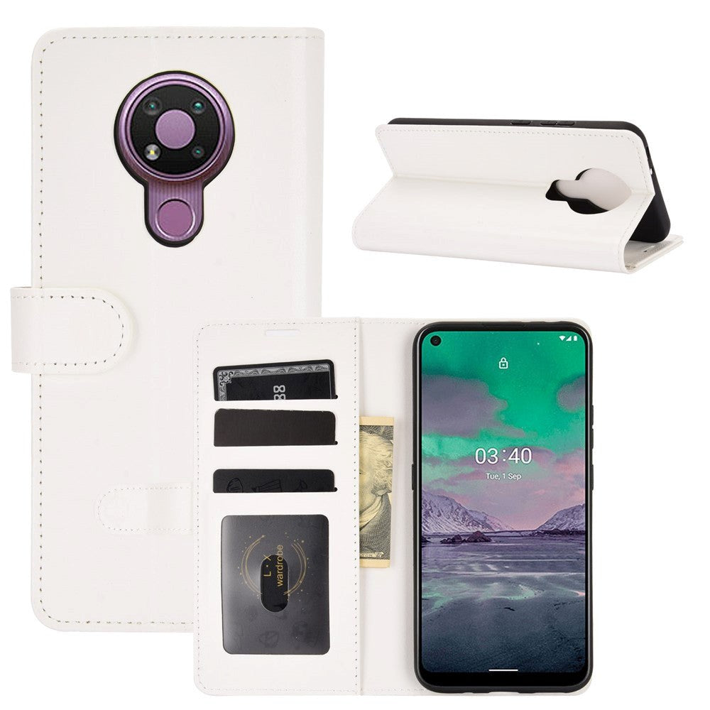 Nokia 3.4 Neutralt PU Skinndeksel m. Lommebok - Hvit