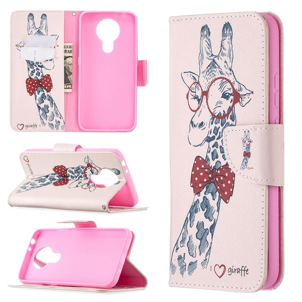 Nokia 3.4 PU Skinndeksel m. Lommebok - Sjiraff