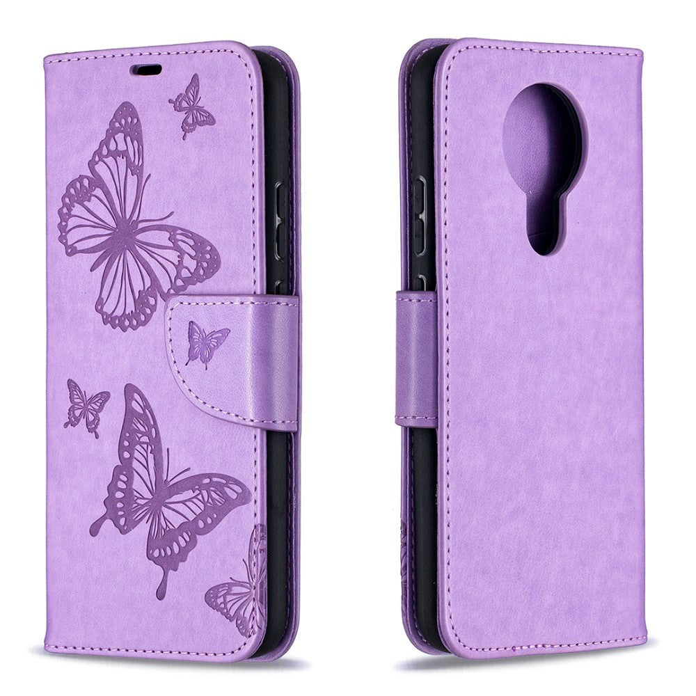 Nokai 3.4 PU Skinndeksel m. Lommebok - Sommerfugl Motiv - Lilla